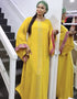 Dubai Maxi Bazin Abaya with Long Sleeves and African Design